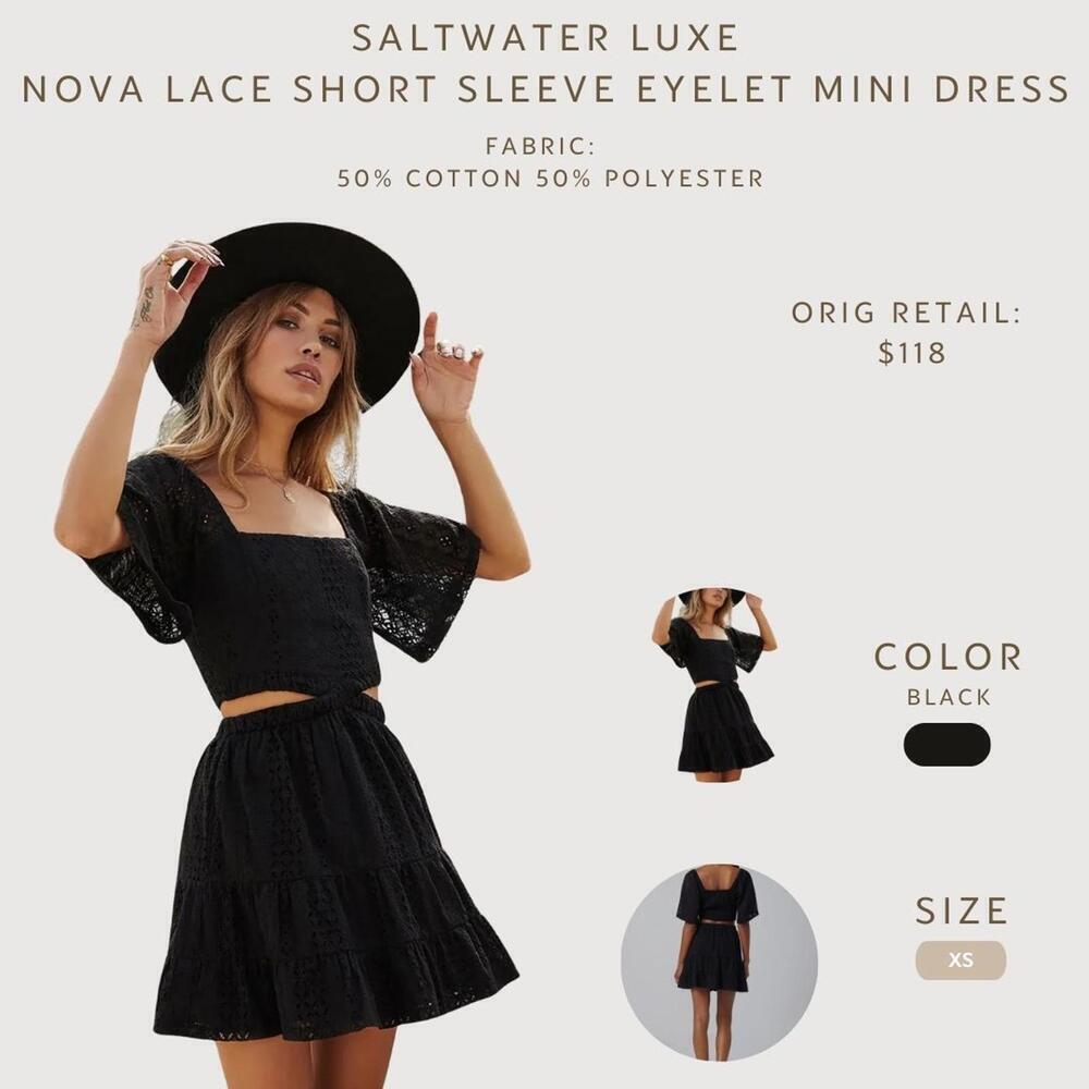 Anthropologie Saltwater Luxe Nova Lace Eyelet Mini Dress coastal cowgirl trend